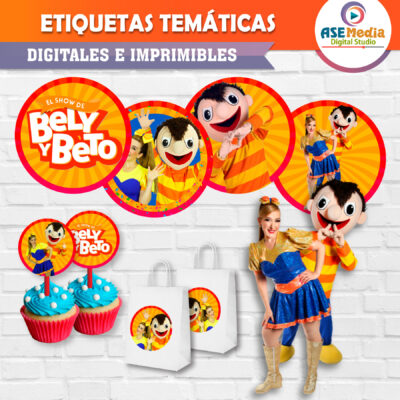 Bely y Beto Etiquetas Redondas Imprimibles para Cumpleaños