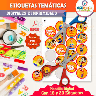 Bely y Beto Etiquetas Redondas Imprimibles para Cumpleaños