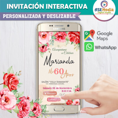 Mi Cumpleaños con Flores Rojas – Invitación Interactiva de Cumpleaños para WhatsApp