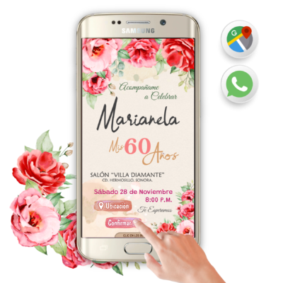 Mi Cumpleaños con Flores Rojas – Invitación Interactiva de Cumpleaños para WhatsApp