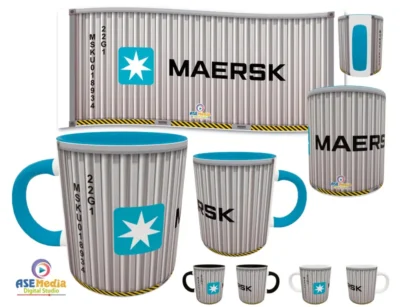 Contenedor MAERSK · Plantilla editable para taza de sublimación