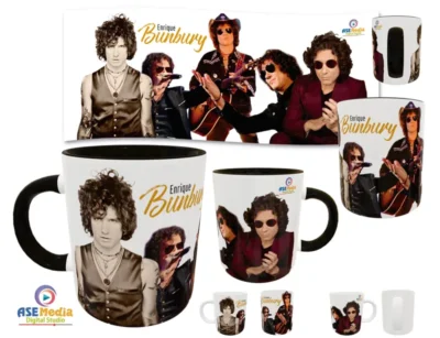 Enrique Bunbury · Plantilla editable para taza de sublimación