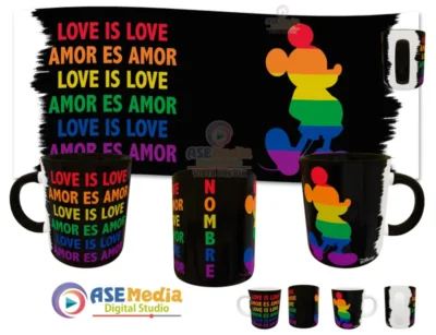 Mickey Mouse Love is Love Plantilla Editable para Taza