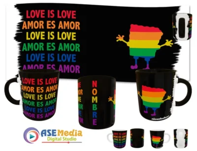 Bob Esponja Love is Love Plantilla Editable para Taza