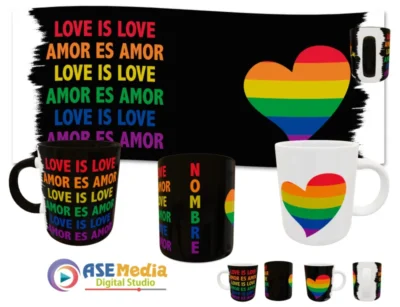 Love is Love Amor es Amor Plantilla Editable para Taza