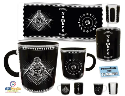 Masoneria · Plantilla editable para taza de sublimación