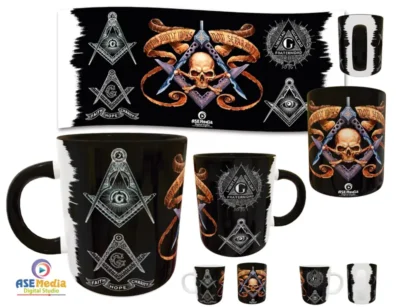 Masoneria 02 · Plantilla editable para taza de sublimación