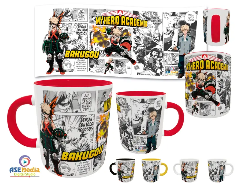My Hero Academia, Bakugou · Plantilla editable para taza de sublimación