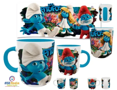 Los Pitufos 02 · Plantilla editable para taza de sublimación