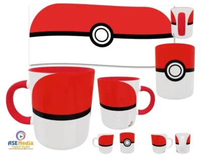 Pokebola plantilla editable para taza