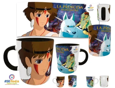 La Princesa Mononoke plantilla editable para taza