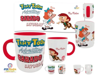 Plantilla digital AI y PNG Tiny Toon Sábado. No incluye taza física.