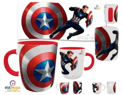 Capitán America plantilla editable para taza