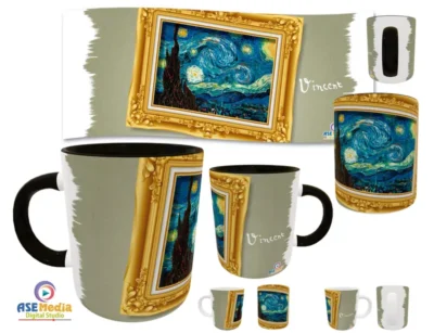 La Noche Estrellada 02 · Plantilla editable para taza de sublimación
