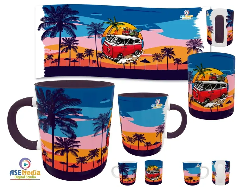 Volkswagen 05 · Plantilla editable para taza de sublimación