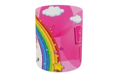 Plantilla digital Unicornios para sublimación; vista aplicada original en taza; no incluye taza fÃsica.