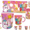 Unicornio, Feliz Dia 02 · Plantilla editable para taza de sublimación